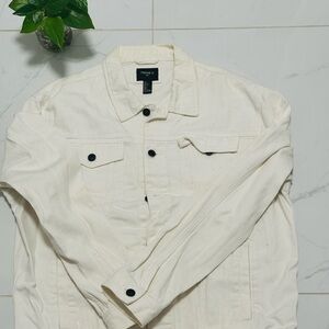 Forever 21 Men's White Denim Jacket
